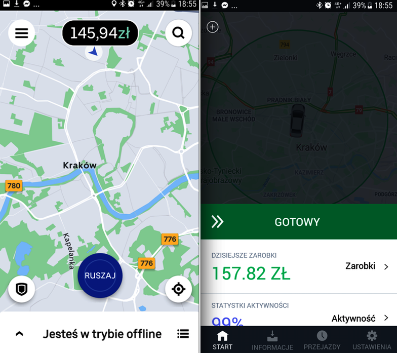 Dziś był dobry dzień UBER vs BOLT Krakson TAXI Kraków